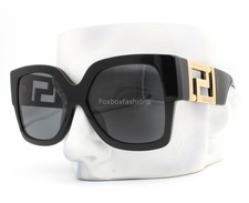 Versace Sunglasses VE4402 GB1/87 Oversized Polished Black Gold Logo with Case