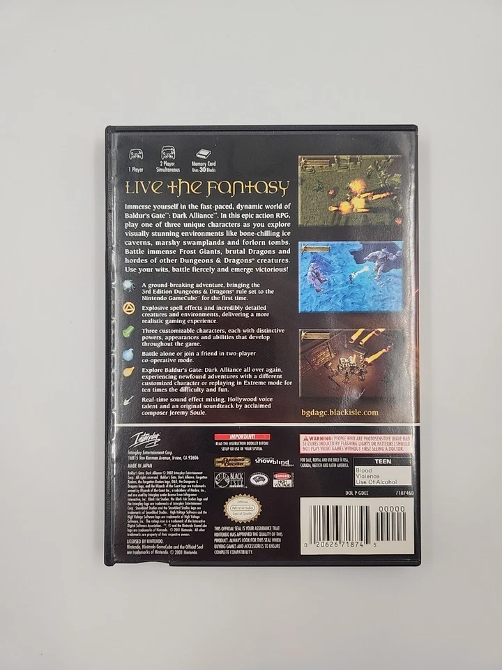 Baldur's Gate Dark Alliance Nintendo GameCube Complete CIB - Image 2 of 4