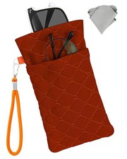 Double Glasses Case for Women Men, Soft Travel Eyeglass Case with Orange