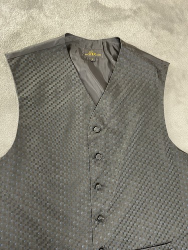 Louis Roth Dress Vest Mens Large Black Blue Formal Vest - Picture 2 of 14