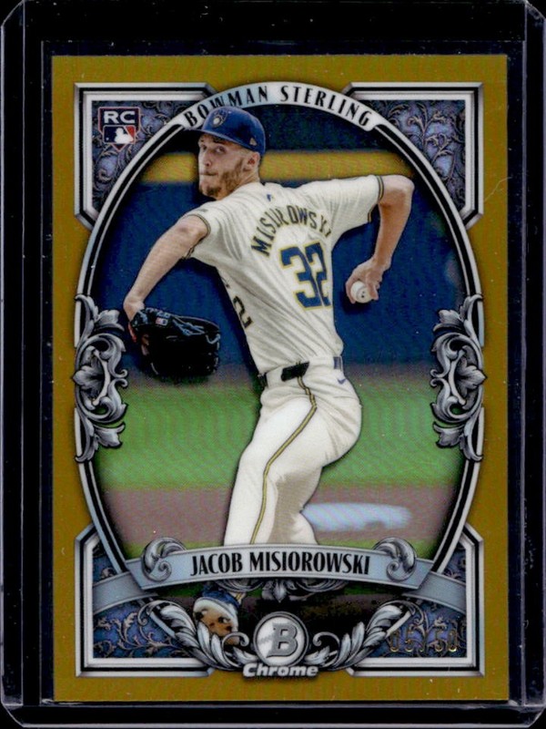 2026 Bowman Jacob Misiorowski Sterling Chrome RC Gold Refractor #/50 Brewers