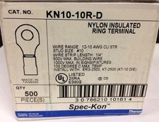 Thomas Betts Spec-Kon 500 Nylon Insulated Ring Terminal KN10-10R-D SEALED B1-A2