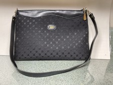 VINTAGE PIERRE CARDIN MONOGRAM Black Clutch Shoulder Handbag Purse