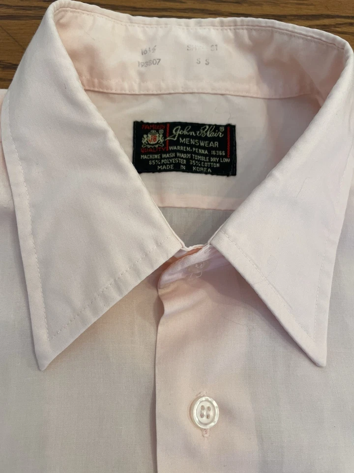 Camisa de vestir de colección John Blair para hombre rosa claro manga corta talla 16,5 LEER Foto 2 de 4