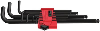 Wera - 5073596001 Hexagon 950 PKL/9 BM SB L-Key Set, BlackLaser, Ballpoint He...