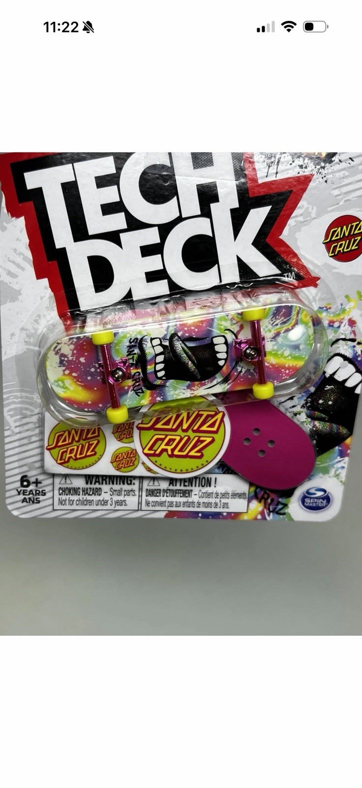 Tech Deck Neon Invasion Ultra Rare Santa Cruz Fingerboard To