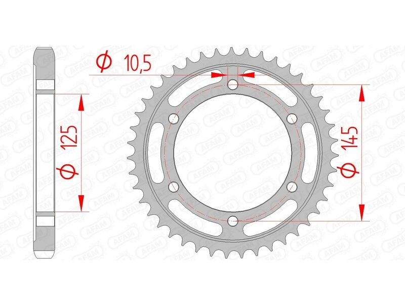 Pignon standard acier AFAM 12601 couronne arrière moto pas 530