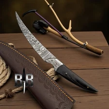 Handmade Damascus Steel Fillet Knife Hunting Fishing Chef Kitchen Knife