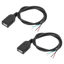 Micro USB Female to 4Pin Bare Wire 28AWG 20", 2Pcs Open End Pigtail Power Cable
