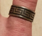 Vintage AE brand 925 Sterling Silver Greek Key Circle Ring Size 11    7  grams