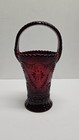 Tiara Indiana Glass Ruby Red Sandwich Tall Handled Basket. — photo 1