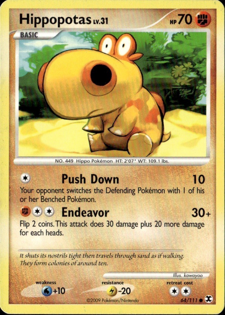 Hippopotas Common Rising Rivals 64/111 Fighting Pokemon Card