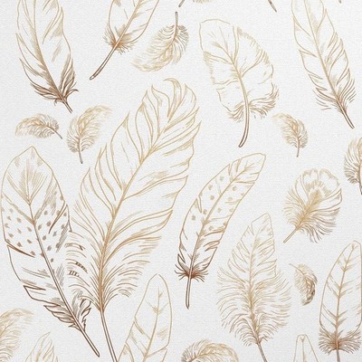 Peel and Stick Removable White Feather Wallpaper for Modern Decor