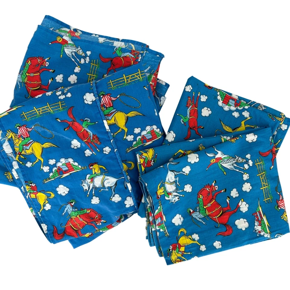 Juego de colcha y cortinas dobles con estampado de caballo vaquero occidental vintage habitación de niños LEER Foto 2 de 4