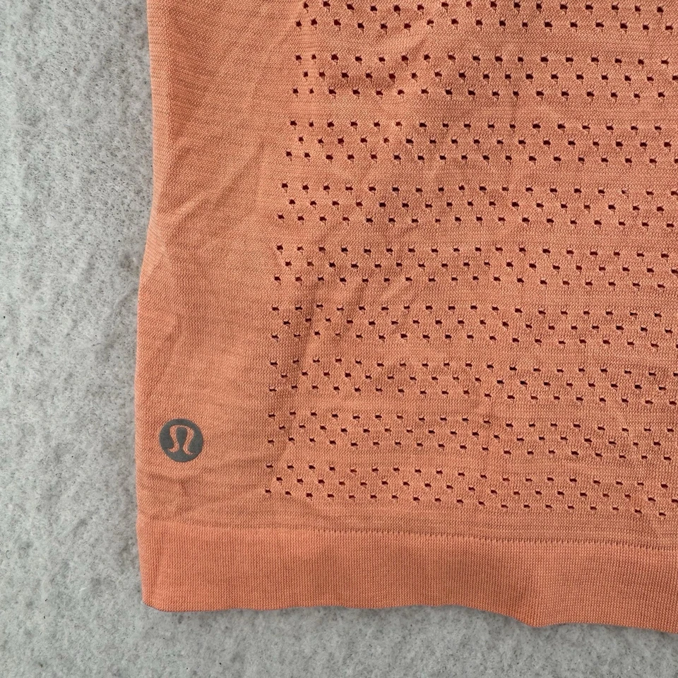 Lululemon Breeze By Shirt Women 6 Orange Top Short Sleeve Perforated Active Yoga - Image 3 of 4