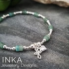 925 Sterling Silver bead Amazonite Stacking Bracelet With Cross & Heart By INKA