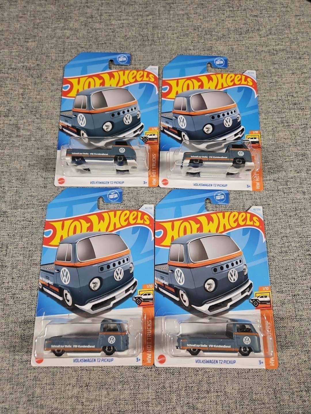 Hot Wheels 2024 HW Hot Trucks Volkswagen T2 Pickup Dark Gray Lot Of 4