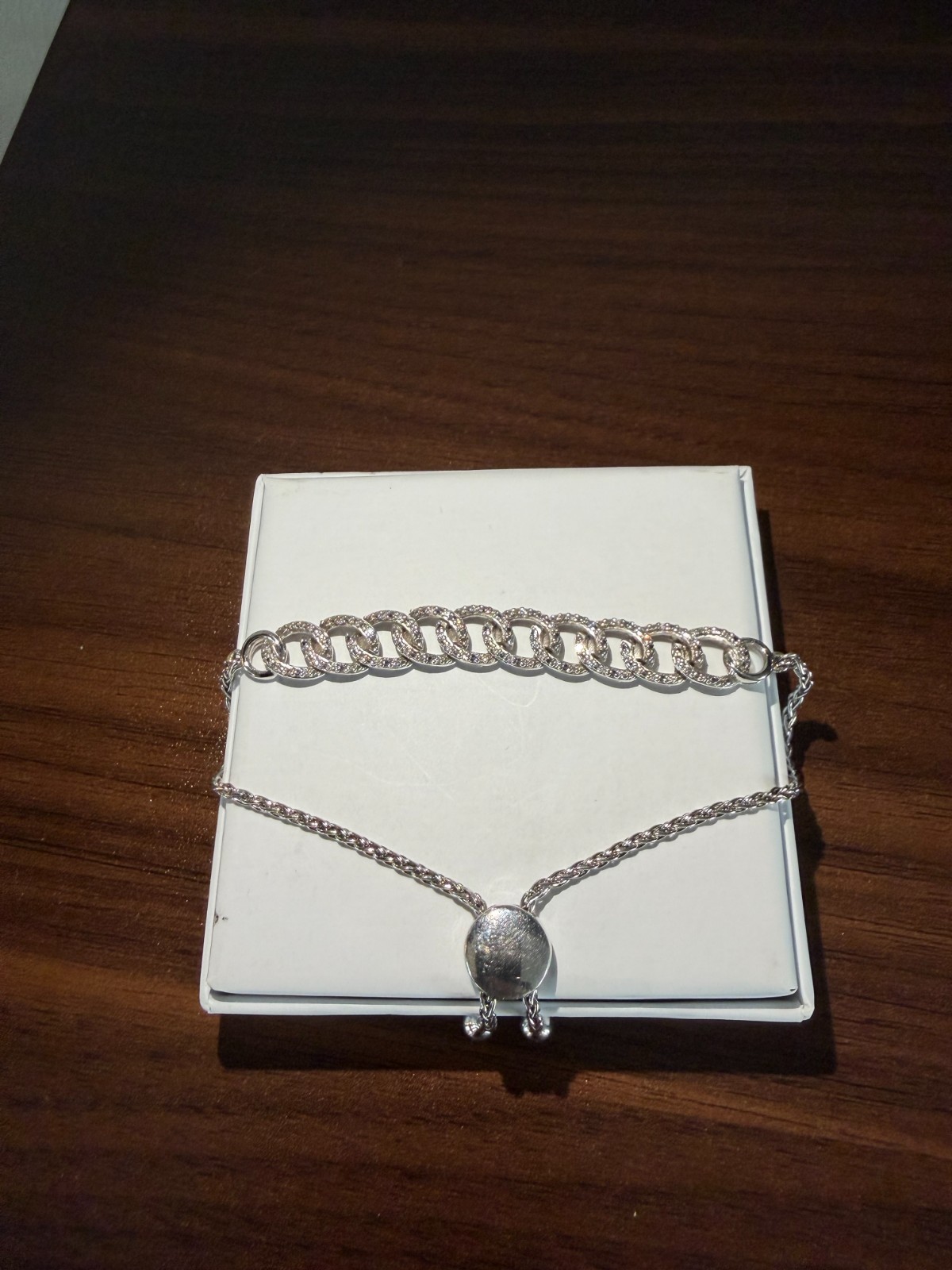 Diamond Interlocking Curb Link Bolo Bracelet (wom… - image 1