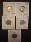 5 Beautiful Uncirculated 1962 SILVER PROOF Struck Roosevelt Dimes