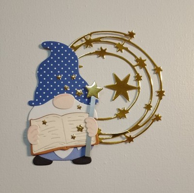 K248 Wichtel Magier m. Sternenkranz Zauber Scrapbooking Stanzteile Kartenschmuck