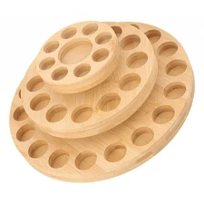 Rotating Bamboo Essential Oil Display Stand Organizer for Bathroom SPA Home