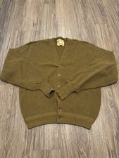 Vintage Jantzen Cardigan Sweater Brown 60s Three Under Golfer L Mohair Wool