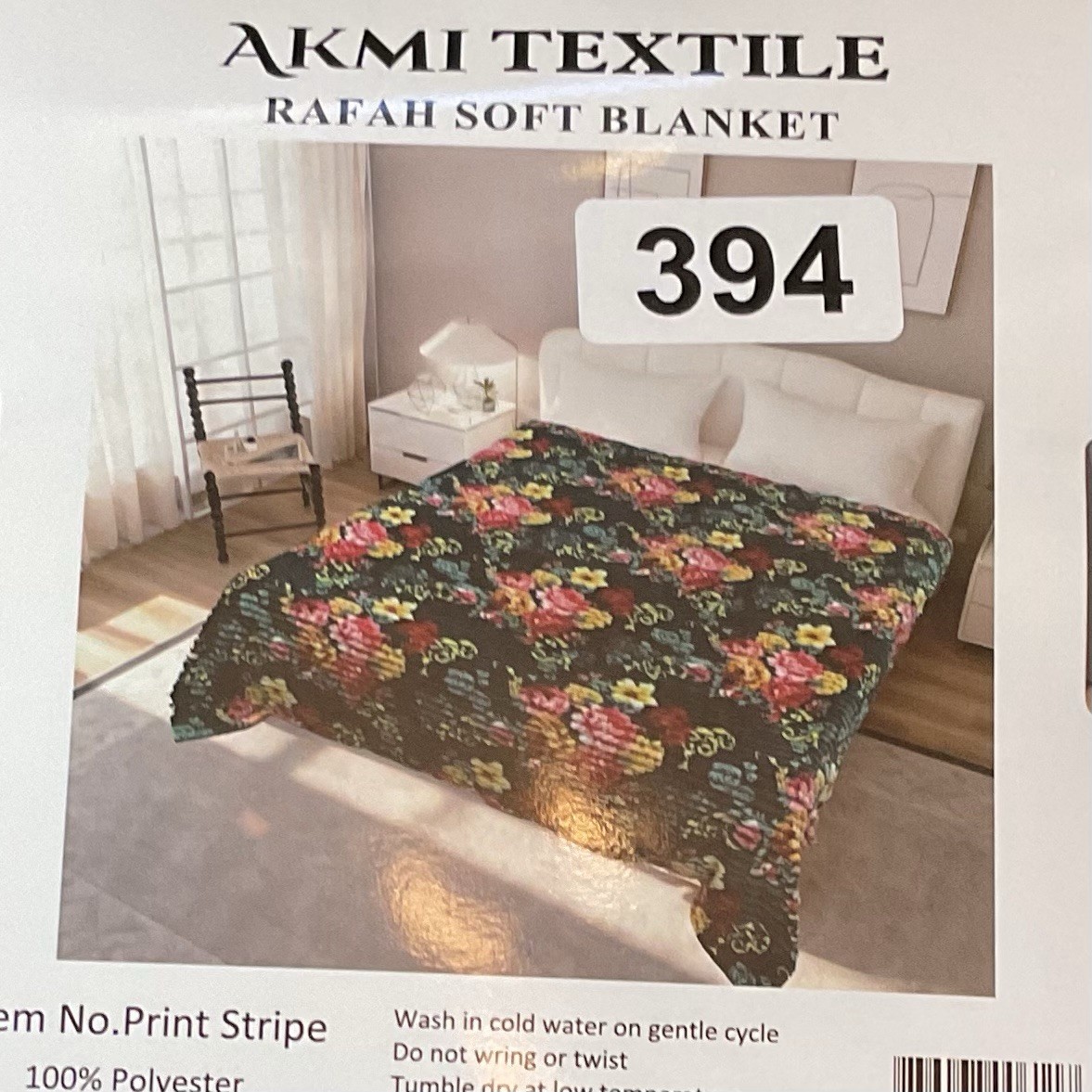 AKMI Textile Rafah Soft Floral Print 100% Polyester Plush KING