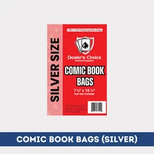 100  COMIC BOOK BAGS (Silver Size) - 2-mil Polypropylene -we Combine Shipping 