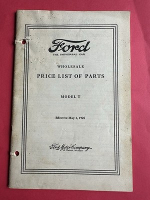 1925 FORD Automobile Price List of Parts Model T Catalog May 1, 1925