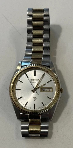Vintage Seiko SQ 7123-8059 Two-Tone Day/Date Men’s 36mm Quartz Watch/Runs Great!