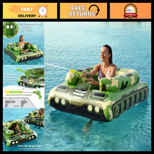 Inflatable Tank Pool Float for Kids Adults - Water Cannon Swim Raft Toy, Green
