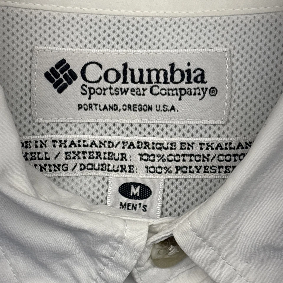 Camisa de pesca Columbia PFG para hombre mediana blanca ventilada ligera con botones Foto 3 de 4