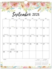 2025-2026 Wall Calendar 16 Month Large Blocks 11.4x14.5 Floral Premium Paper