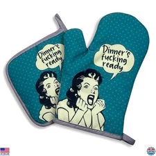 zcyhtqp Dinner's Ready - Hilarious Silicone Non-Slip Oven Mitts & Pot Holders