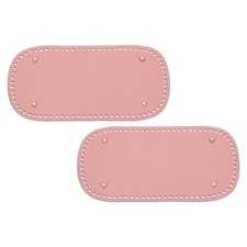 2Pcs 5.9"x11.8" Oval Leather Crochet Bag Bottom with Holes, Pink