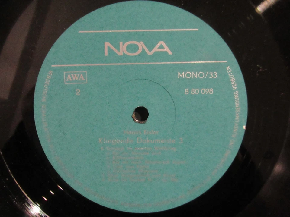 HANNS EISLER Klingende Dokumente 3 / LP DDR 1975 NOVA 880098 - Bild 3 von 4