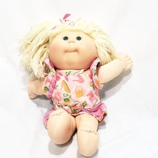 Cabbage Patch Doll 1991 Girl Blond Hair Dress Brown Eyes Xavier Roberts Hasbro