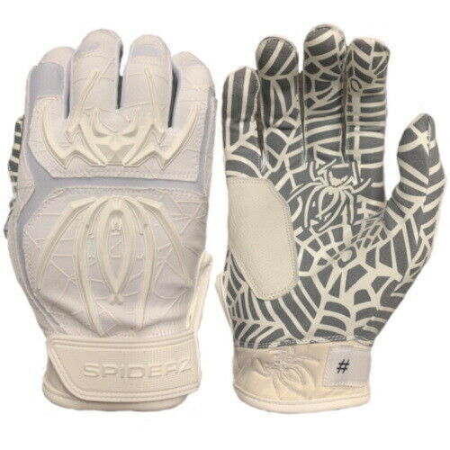 Spiderz Adult HYBRID Batting Gloves Pair-S-White/White
