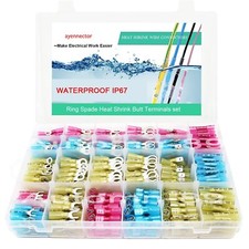250Pcs Automotive Heat Shrink Wire Connectors Terminals Crimp Spade Ring Fork