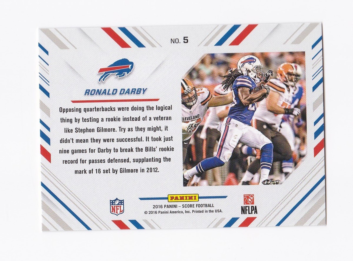 2016 Score No Fly Zone Gold #5 Ronald Darby Buffalo Bills Florida