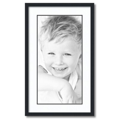 ArtToFrames Matted 16x28 Black Picture Frame with 2'' Double Mat, 12x24 Opening