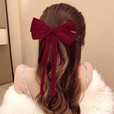 2PCS Velvet Bows Hair Clip Ribbon Black Red Accessories 2PCS Velvet Bows Hair Clip Ribbon Black Red Accessories