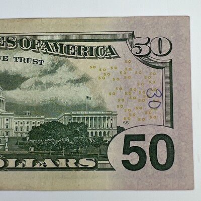 Fifty Dollar Bill Binary Note 7 of Kind Seven 7s Lucky Fancy