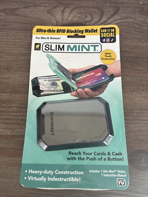 Slim Mint Wallet Ultra-Thin RFID-Blocking AS SEEN ON TV ID Theft Protection New
