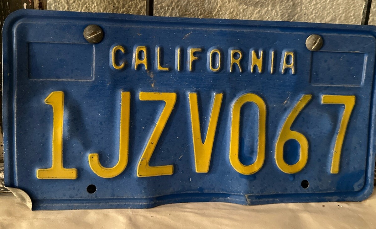 Vintage Blue Yellow Letters California License Plate 1JZV067 | eBay
