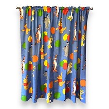 2  PANEL Vtg NOS DISNEY Winnie the Pooh Blue SEARS Lined CURTAINS Thermalsoft