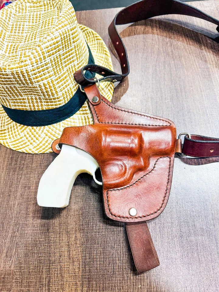 Leather Horizontal Shoulder Holster with Thumb Break For Revolver Models - Image 4 of 4