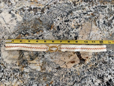 MCM Vintage Belt 24  Waist 1960's Cloth Belt zig zag, gold color figure 8 buckle