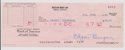EDGAR BERGEN SIGNATURE on Caned Check #8562 | eBay