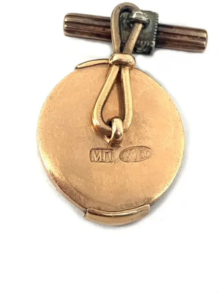 Gemelos victorianos esmaltados diamantes oro rosa 14k Foto 4 de 4